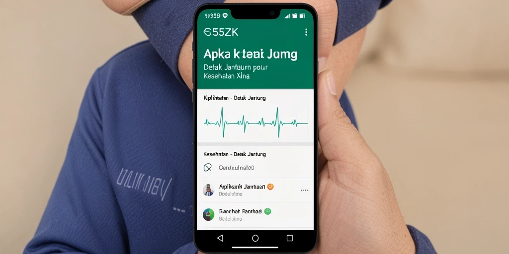 Antarmuka aplikasi 555ZK yang menampilkan detak jantung pengguna.