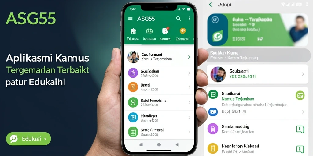 Tampilan antarmuka utama aplikasi Kamus Terjemahan ASG55 yang user-friendly.