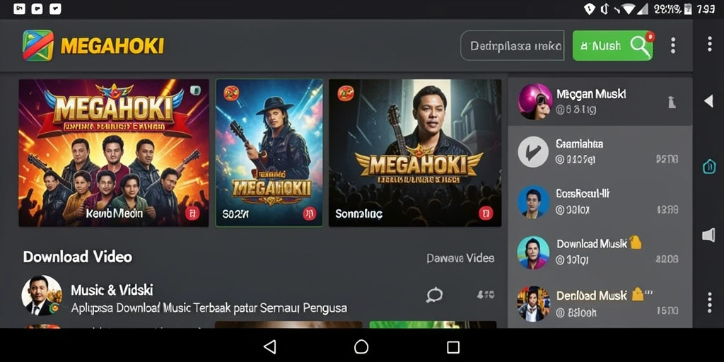 Antarmuka MEGAHOKI yang menarik dan fungsional untuk Download Musik.
