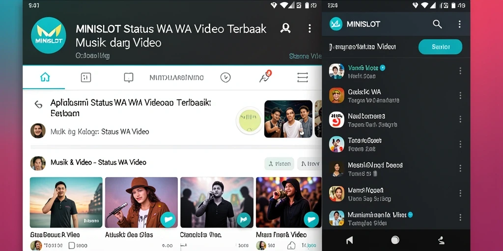 Antarmuka pengguna MINISLOT untuk mengedit Status WA Video.