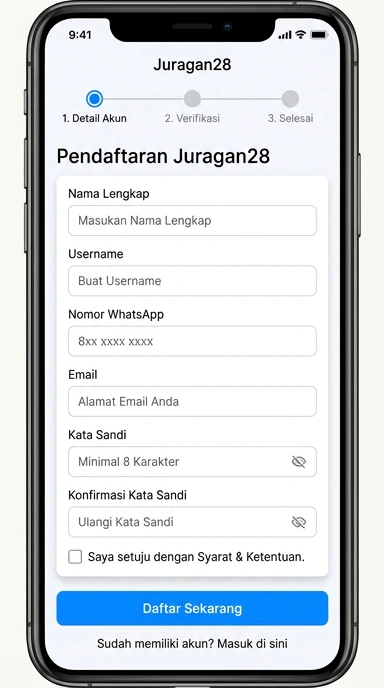 Tampilan halaman daftar juragan28