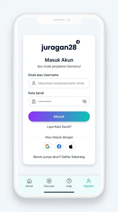 Tampilan halaman login juragan28